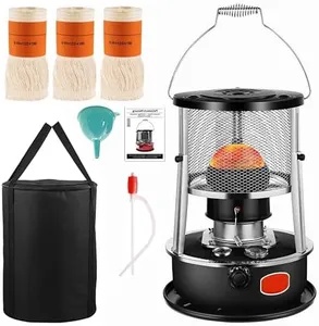 Windpost Indoor & Outdoor Kerosene Heater With 3 Wicks, 9000 BTU, No Electricity Required,Cordless Portable Heater With Storage Bag for Camping,Cooking and Heating