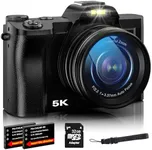 5K Digital Camera, WiFi Camera for Vlogging with 32G SD Card, 48MP Autofocus Cameras for Photography Travel Camera Point and Shoot Digital Cameras with UV Filter 16x Digital Zoom and 2 Batteries