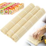 Giantree 3Pcs Bamboo Sushi Rolling Mat, Premium Sushi Mat Natural Bamboo Roll Placemat, DIY Sushi Roller Mold Maker Helper for Beginner