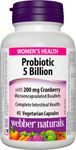 Webber Naturals Probiotic with Cranberry, 5 Billion Active Cells, 5 Probiotic Strains, 45 Capsules, Helps Prevent Recurring UTIs in Women, Vegetarian