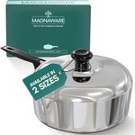 MAGNAWARE Cast Aluminum Sauté Pan with Lid 12 inch - Oven Safe Deep Frying Pan with Lid, Two Side Spouts and Ergonomic Stay-Cool Handle for Comfortable Grip and Pouring (4 Quart)