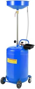 20 Gallon Waste Oil Drain Tank Portable Air Operated Oil Drainer with Adjustable Funnel Height 38-65 Inches 15 Inch Funnel Fluid Fuel Transfer Drain Container with 360 Degree Wheels and Toolbox Blue