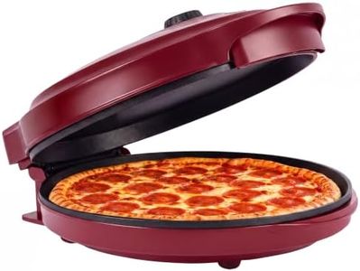 NutriChef 12.5 Inch Countertop Pizza & Everything Maker | Make Personal Pizzas, Eggs, Toast, Quesadillas & More | Adjustable Temperature 260-430℉, Non-Stick, Cool-Touch & Anti-Slip Feet | Red