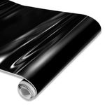Spurtar Gloss Black Vinyl Wrap 1ft X 5ft Air-Release Glossy Black Car Wrap Adhesive Film Automotive Vinyl Sticker for Cars Motorcycle DIY Detailing Paper Air Release Decal Sheet 30.5 X 152cm