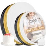 BOARDS+ 12 Pack Cake Drums in 2 Sizes (8, 10 Inch) & in 3 Colors (White, Black, Gold) | 1/2" Thick Cake Rounds, Sturdy & Greaseproof | Free Prop Up Tools | Perfect For Heavy/Tiered Cakes