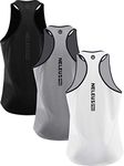 NELEUS Men's 3 Pack Running Tank Top Dry Fit Y-Back Athletic Workout Tank Tops, 5097# Black/Grey/White,3 Pack, Medium