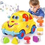 KaeKid Baby Toys Musical Car Toy with Lights & Sounds, Shape Sorter Toys for Toddlers, Early Education Learning Toy for Girls Boys, Crawling Baby Toy for 18Months+ Toddlers