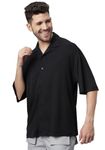 Wear Your Opinion Men's Textured Premium Jacquard Oversized Shirt for Men (Medium, Black)