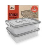 Chef Pomodoro Large Pizza Dough Proofing Box Kit 2-Pack, 44 x 34 cm, Pizza Dough Container, Fits 6-8 Dough Balls, 2 Trays and 2 Covers, Household Pizza Dough Tray With Convenient Carry Handle (Grey)