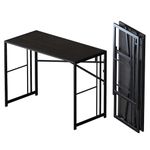 Lutown-Teen Folding Desk 103 cm, Writing Gaming Computer Camping Desk, No Assembly Required Home Office Table, Black