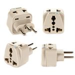 Orei India to Switzerland, Rwanda, Liechtenstein (Type J) Travel Adapter Plug - 2 in 1 - CE Certified - RoHS Compliant - 4 Pack - White Color (DB-11A-4PK)