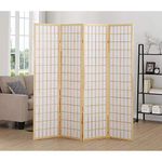 Roundhill Furniture 4 Panel Oriental Shoji Screen Room Divider, Natural