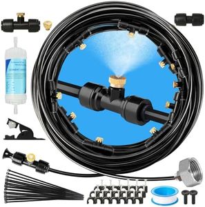 Joyhalo Misters for Outside Patio, Garden Misting System for Cooling Outdoor,50FT Misting Line,17 Mist Nozzles,Water Filter,Brass Adapter(3/4"), Outdoor Misters for Patio, Garden and Greenhouse