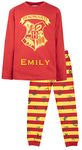 Harry Potter - Personalised Pyjamas For Kids, Age 11/12 - Long Sleeve Pyjama Top & Long Trousers Set - 100% Cotton - Official Merchandise - PJs With Personalised Name Red