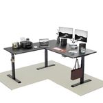 Intellidesk Studio L Shaped Standing Desk Corner Electric Height Adjustable Standing Desk, Sit Stand Computer Workstation with 3-Stage Triple Motor System (Black+Black, 70(M) * 30 * 70(R) Inches)