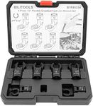 BILITOOLS Flex Head Crows Foot Line Wrench Set, 3/8" & 1/2" Drive Flex Flare Nut Wrench Injector Fuel Line Crowfoot Flare Nut Socket Wrench Metric 12-19 mm