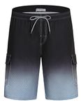 APTRO Mens Swim Trunks Swimming Shorts Board Shorts Quick Dry Summer Casual Beach Shorts Gradient Black Cargo MK181 XL