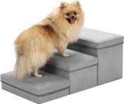 BOUKIDA Dog Steps,Foldable Dog Stairs Pet Ladder for Bed & Sofa,Non-Slip Safety Pet Step with 3 Storage Boxes for Small Puppy Dog Cat Up to 60lbs Dog Stepper