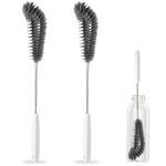 15.7" (40cm) Flexible Long Black Bottle Cleaning Brush for Kitchen and Dining - Perfect for Baby Bottles, Sports Bottles, Glassware, Mugs, Jars, and Stemware (2-pc)