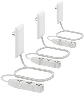 LIDER Flat-Face Outlet Extender with 3 Receptacles, Ultra-Thin Wall Plate Plug with Cord Extender and 3-Outlet Power Strip, 3ft Cord, LWE3-315-W3P, 1625W, ETL Listed, Matte White, 3-Pack