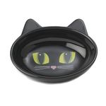 PetRageous 10011 Oval Frisky Kitty Stoneware Cat Bowl 5.5-Inch Wide and 1.5-Inch Tall Saucer with 5.3-Ounce Capacity and Dishwasher Safe is Great for Cats, Black