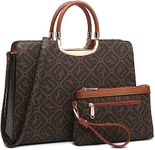 Womens Handbag Top Handle Shoulder Bag Tote Satchel Purse Work Bag with Matching Wallet (DS Coffee) Large