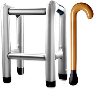 Caminador inflable y bastón inflable/bastón para caminar para la abuela y el abuelo disfraz como mordaza para cumpleaños o regalo divertido para jubilación carnaval celebración