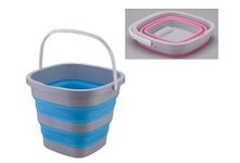 D MARK® Foldable Silicone Buckets Balti for Fishing, Camping, Car Washing, All Other Home/Outdoor/Garden Activities, Square Bucket 10Ltr Multicolor (Pack of 1)