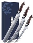 HOSHANHO Carving Knife Set 3PCS, Japanese High Carbon Steel Brisket Slicing Knife Sets with Ergonomic Pakkawood Handle, Butcher Breaking Boning Knife for Meat Cutting