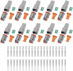 QCCAN 2 Pin Deutsch Connector 10 Kits, DT04-2P Waterproof Connector, 13A 14-18 AWG DT Series Connector, Solid Contacts Deutsch Automotive Connectors Kit for Car, Truck, Marine