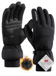 TRENDOUX Winter Gloves, -20℉ Coldproof Touch Screen Ski Gloves Waterproof Windproof Thermal Gloves 3M Thinsulate Snow Insulated Gloves for Walking Running Snowboarding Hiking Outdoor - Black S