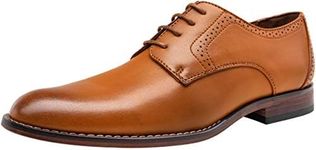 Vostey Men's Dress Shoes Classic Wingtip Brogue Men Oxfords, Yellow Brown-plain Toe-637, 15