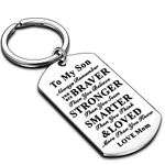 Nimteve Inspirational Keychains for Daughter Son Gifts Dog Tag Keychain Belive Confident Gifts for Son Daughter From Mom Dad, Mom to Son, Medium