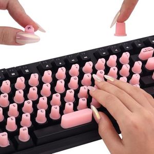 70 Pcs RaisedTip Keyboard Stickers for Long Nails with Letters: Adhesive Typing Bubbles for Women,Office & Gaming Girls Accessories Gift (Light Pink)
