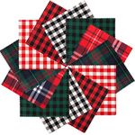 60pcs Christmas Buffalo Plaid Cotton Fabric- 5.9 x 5.9 inch Xmas Quilting Fabric Squares in 6 Styles Christmas Fat Quarters Fabric DIY Craft Supplies for DIY Sewing Quilting Patchwork Homemade Crafts