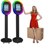 ROOMEDAL Portable Photo Booth for iPad 10.2" 10.5" 10.9" 11" 12.9" 13",Metal Shell Selfie Station photobooth Machine,RGB Ring Light,Custom Logo,for Parties Wedding Rental (Black with Honeycomb Box)