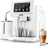 Zulay Magia Fully Automatic Espresso Machine With Grinder - 19 Customizable Coffee Options - Includes Insulated Milk Container & Deluxe Espresso Cups - Auto-Cleaning For Easy Maintenance - New White