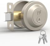 Mega Handles - RAEGEN Entrance Deadbolt I Deadbolt for Entry Lever Door Handle - Heavy Duty Round Lock for Left or Right-Handed Doors - Interior/Exterior Door Lever Deadbolt - Satin Nickel