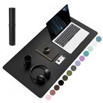 Non-Slip Desk Pad,Mouse Pad,Waterproof PVC Leather Desk Table Protector,Ultra Thin Large Desk Blotter, Easy Clean Laptop Desk Writing Mat for Office Work/Home/Decor(Black, 31.5" x 15.7")