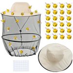 Pextian 56 Pcs Beekeeper Set, Beekeeper Costume with 2 Pcs Bee Hat and Veil, 24 Pcs Felt Bees, 30 Pcs Double Sided Tape, Cute Bee Keeper Catcher Halloween Costume