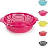 Plastic Colander Food Sieve Strainer Basket for Food Washing Draining Pasta Spaghetti Rice Salad Vegetable Kitchen Cooking Hobby (31cm - Fuchsia)