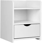 Artiss Bedside Table with Drawers and Layer, White Side Tables Storage Small Narrow Desk Chest of Drawer Tallboy Lamp Nightstand Cabinet Shelf, Bedroom Living Room Home Furniture