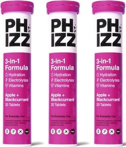 Phizz Electrolytes, Multivitamin & Hydration Effervescent 60 Tablets - 18 Vitamins & Minerals, Vitamin C, Add to Your Water Bottle, Vegan, Vegetarian & Low Calorie (Apple & Blackcurrant)