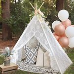 Kids Teepee Tent- Children Play Tent- Boho Lace Tipi Sheer Canopy for Wedding, Party, Photo Prop, Kids Lace Tent