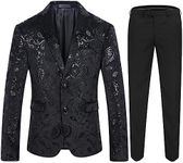 Cloudstyle Mens 2-Piece Dress Suit Floral Slim Fit 2-Button Tuxedo Blazer and Pants Set