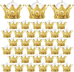 WUWEOT 36 Pack Refillable Crown Candy Box with Dome, Decorative Fillable Crown Candy Holder for Candies Chocolates Cake Dessert Baby Shower Princess Birthday Party Supplies