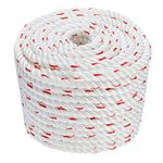 SearQing Arborist Rope,(100ft x 3/4") High Strength Tree Felling Rope,3 Strand Polyester Tree Pulling Rope Multipurpose Rigging Rope-No Eye Splice with Red Tracer for Climb, Pull, Tie, Swing and Knot