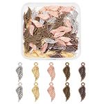 SUPERFINDINGS 100Pcs 5 Color Angel Wing Charm Pendant Tibetan Style Alloy Feather Pendants 21x8x2mm Assorted Wings Charm Beads for DIY Bracelet Necklace Jewelry Making