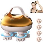 Exsivemy Scalp Portable Massager Head Massager Electric for Head Relaxation IPX 7 Waterproof with 4 Replacement Heads, Handheld Massager Stress Relief for Hair Growth, Gift for Women