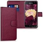 kwmobile Case Compatible with Samsung Galaxy J3 (2017) DUOS - Wallet Case PU Leather Phone Cover with Card Holder Slots - Bordeaux